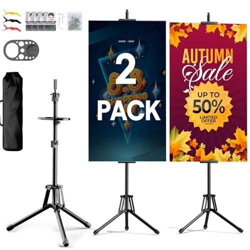 GSOW 2Pack 80'' Poster Stand + Wig Stand Tripod